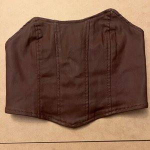 Edikted Brown leather corset top